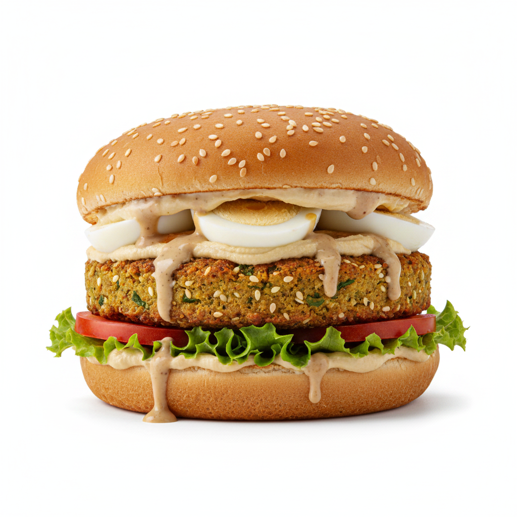 Falafel Boiled Egg Burger 🍔🧆🥚